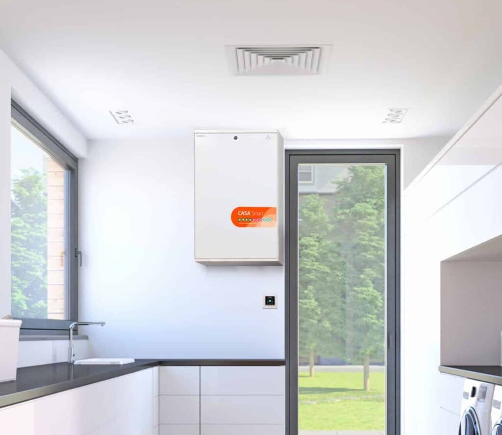 Uusi ilmanvaihtokone käyttövalmiiksi asennettuna